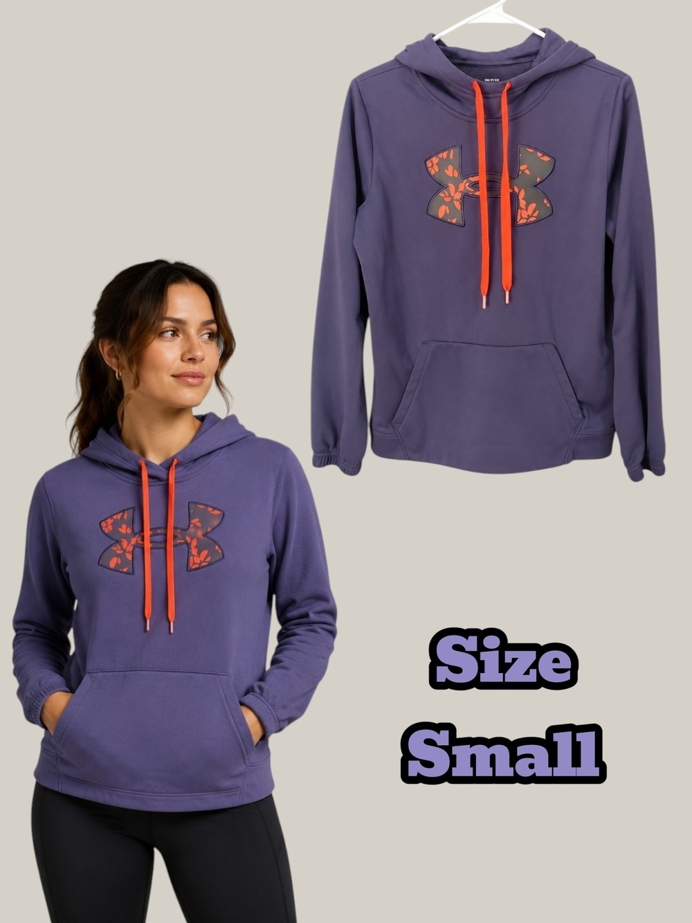 Women’s Under Armour Purple And Orange Hooded Sweatshirt Size Small